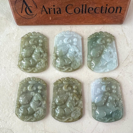 Lucky Rat Jade Pendant, Jadeite Jade Rat Mouse Chinese Zodiac Carved Pendant, LJ-1221-1725167435