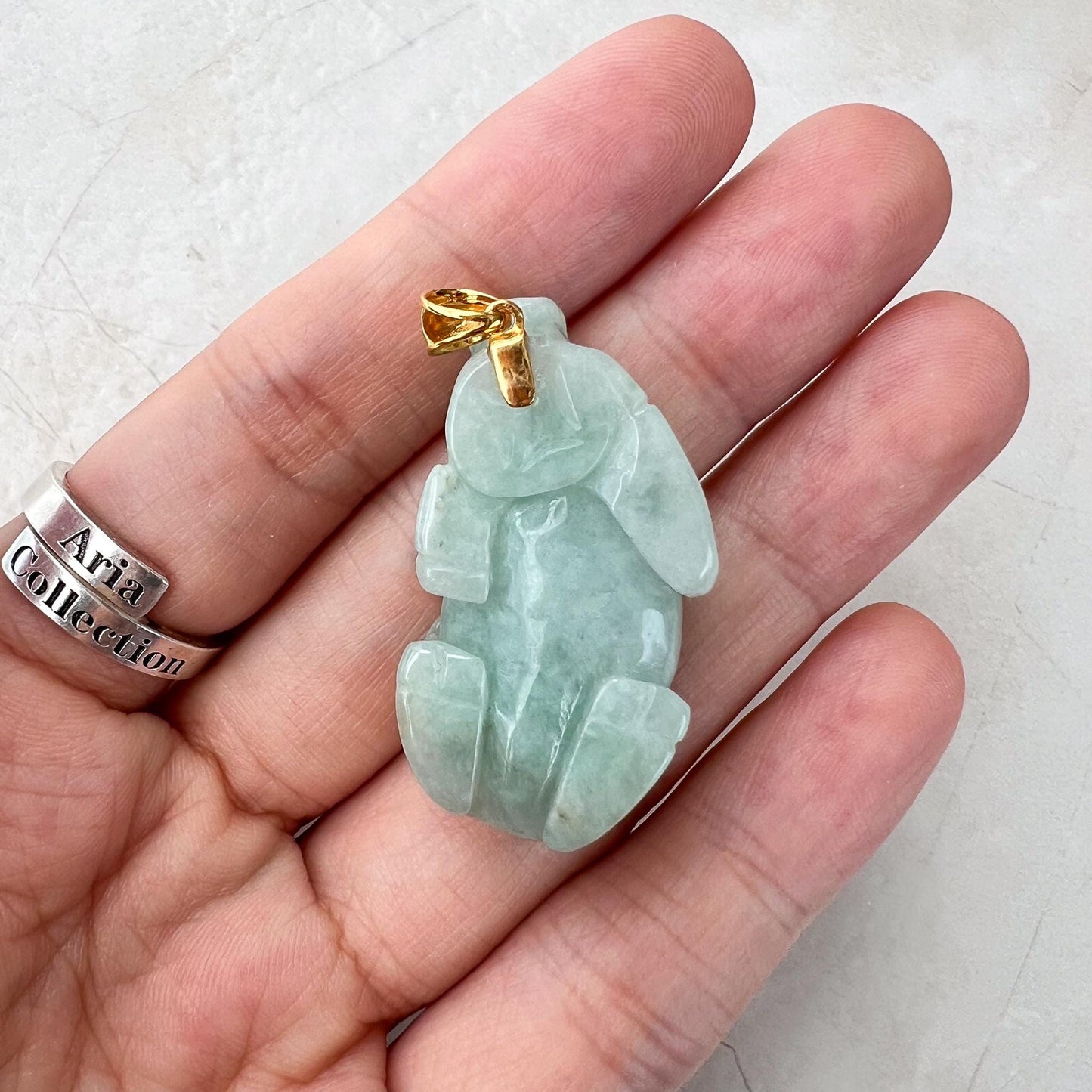 Radiant Ox Jade Pendant with 18K gold bail, Green Jade Carved Pendant, ISL-0424-1730437633