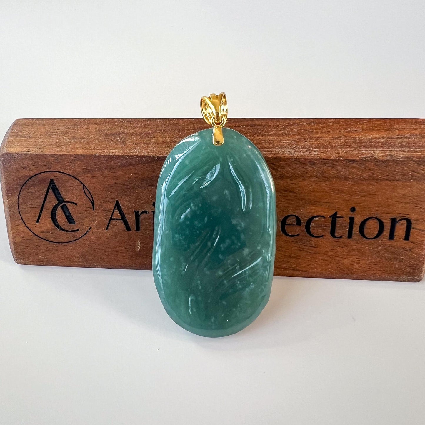 Dragon's Fury Jade Pendant, Jadeite Jade Dragon Hand Carved Pendant with 18K Gold, ZF-0124-1735839418