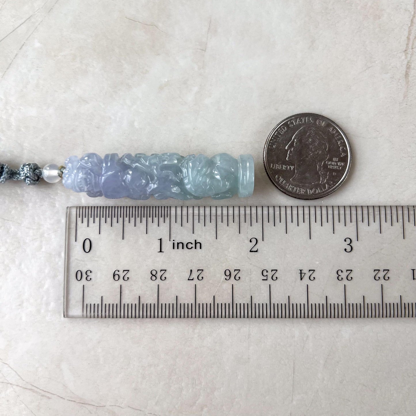 Light Lavender Jadeite Jade Dragon Pillar Pendant – Hand Carved Natural Jade Pendant (Style 1)