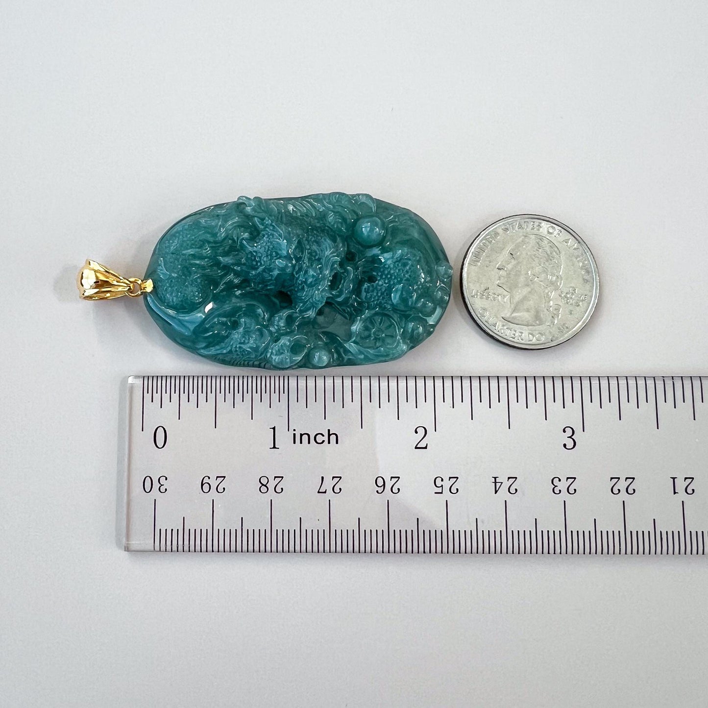 Dragon's Fury Jade Pendant, Jadeite Jade Dragon Hand Carved Pendant with 18K Gold, ZF-0124-1735839418