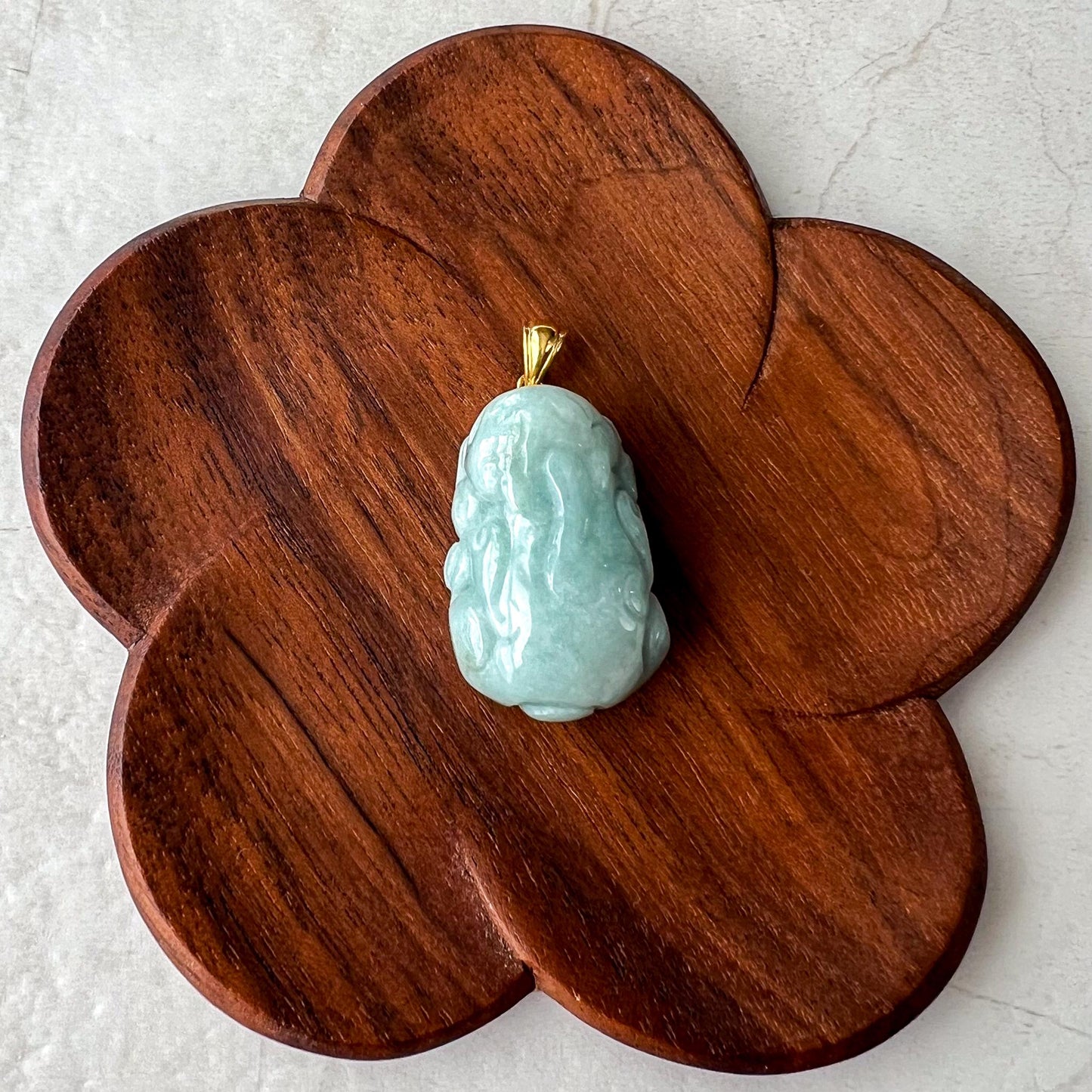 Lucky Pi Xiu Jade Pendant with 18k Gold Bail, 貔貅, Green Jadeite Jade Pendant, ISL-0424-1740865990
