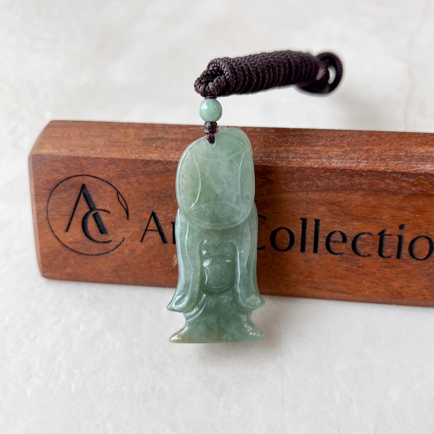Green Jadeite Jade Longevity God, Shou Xing, 寿星公 Carved Pendant Necklace, YJ-1022-0065627