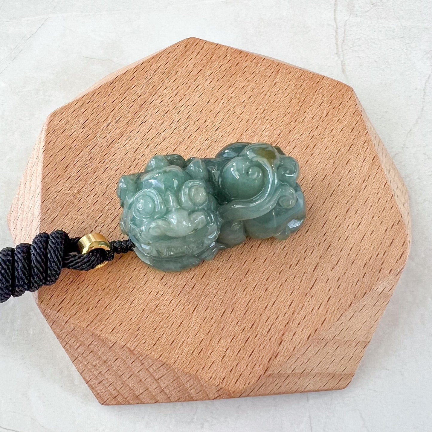 Pi Xiu, Pixiu Fortune Jade Pendant, Green Jadeite Jade Carved Pendant, 貔貅, YJ-0222-0336529