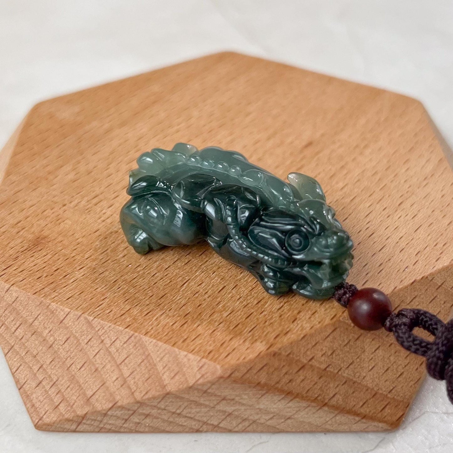 Prosperity Guardian Pixiu with Coins Green Jadeite Jade, Pixiu Pi Xiu, 貔貅, Dragon Carved Pendant, YJ-1022-0064621