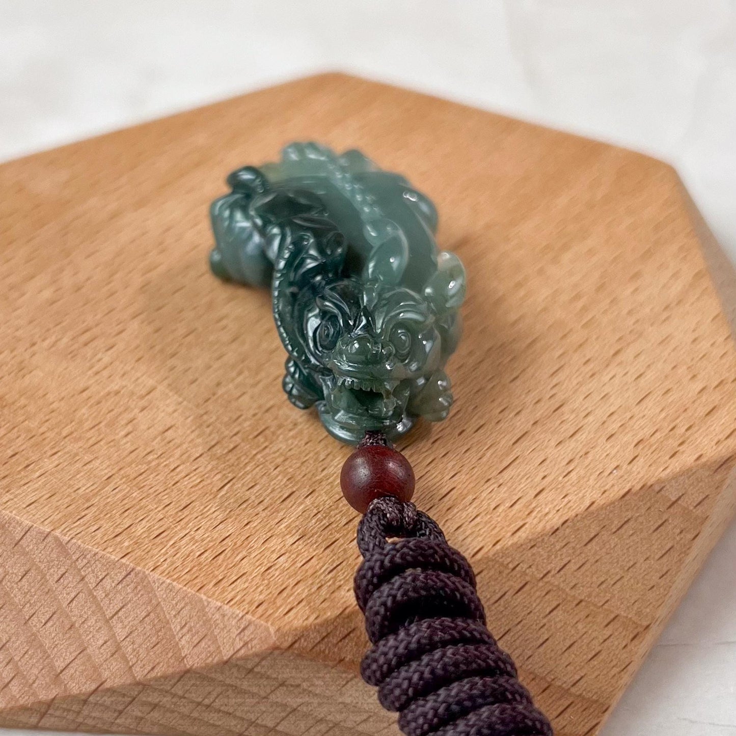 Prosperity Guardian Pixiu with Coins Green Jadeite Jade, Pixiu Pi Xiu, 貔貅, Dragon Carved Pendant, YJ-1022-0064621