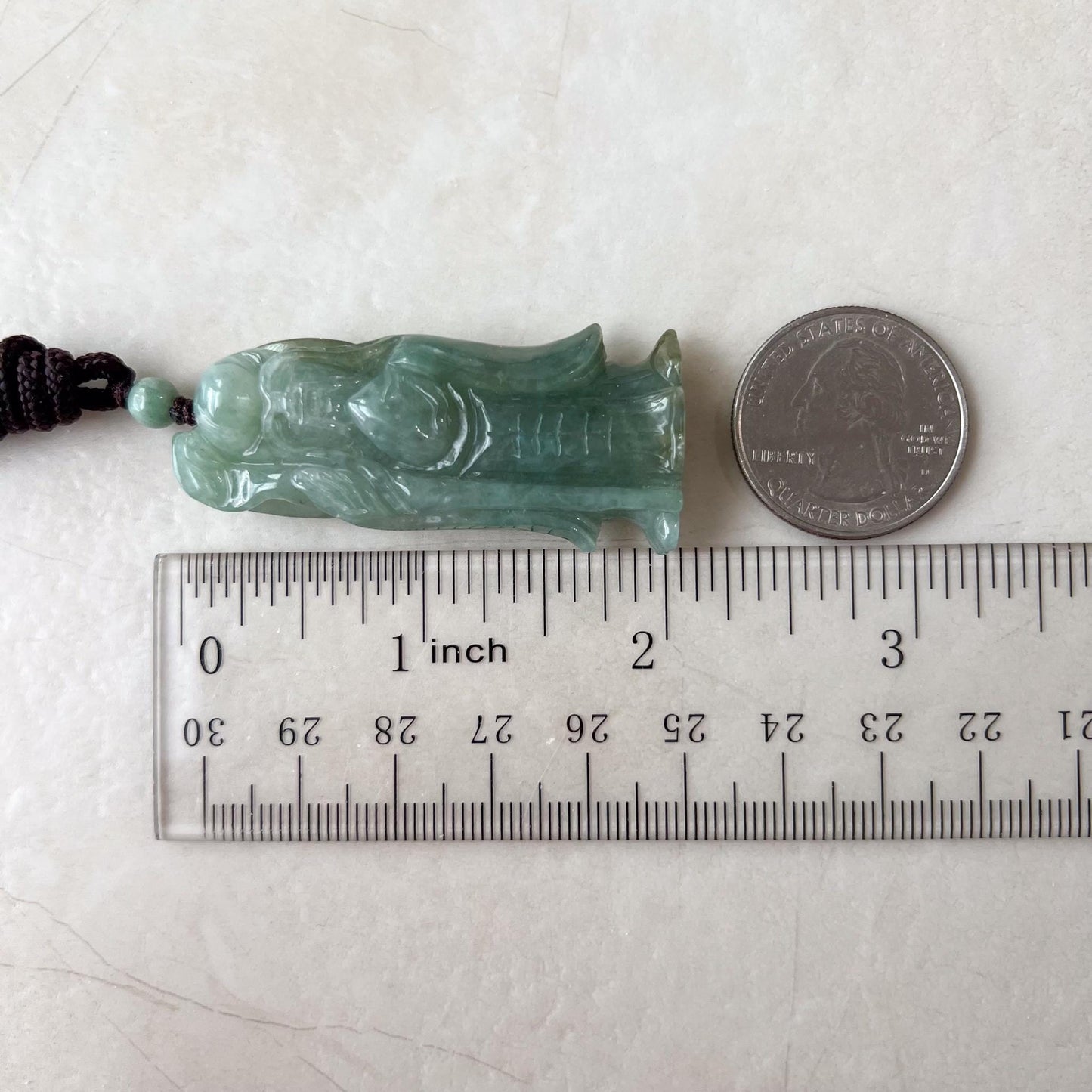 Green Jadeite Jade Longevity God, Shou Xing, 寿星公 Carved Pendant Necklace, YJ-1022-0065627
