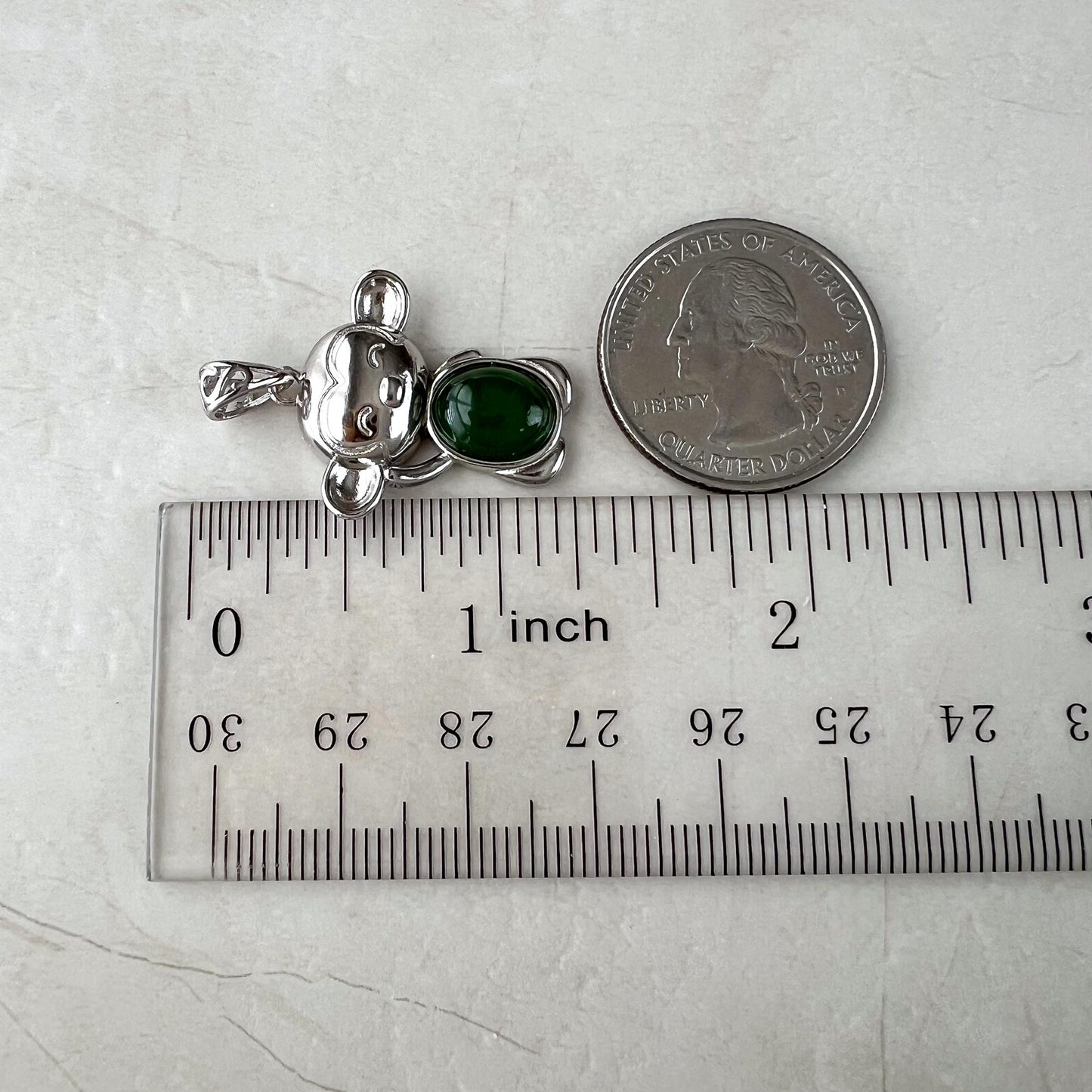 Jade Monkey Pendant, Green Nephrite Jade Sterling Silver Pendant Necklace, JSY-1224-10283
