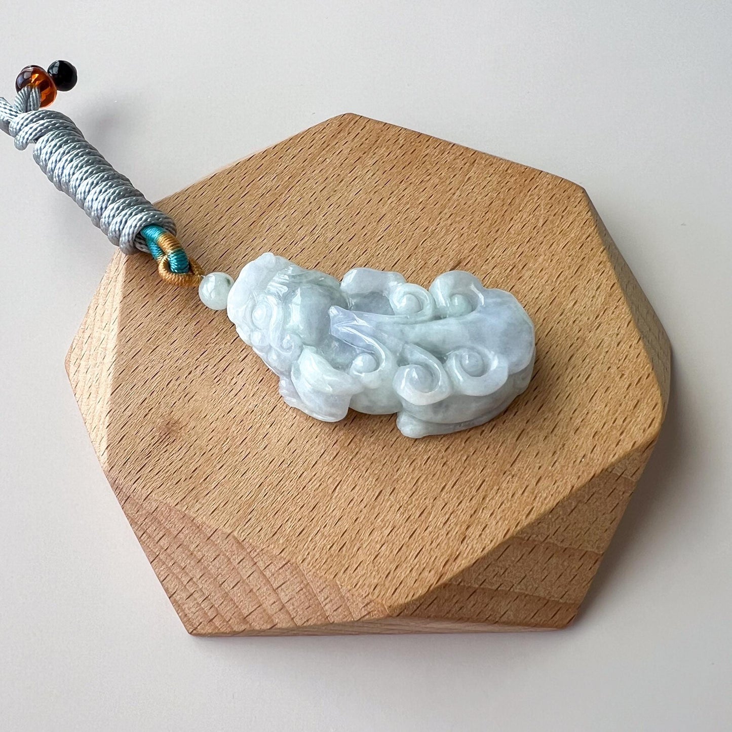 Light Green Purple Jadeite Jade, Dragon Pixiu Pi Xiu, 貔貅, Dragon Chinese Carved Pendant, YJ-0922-0180621