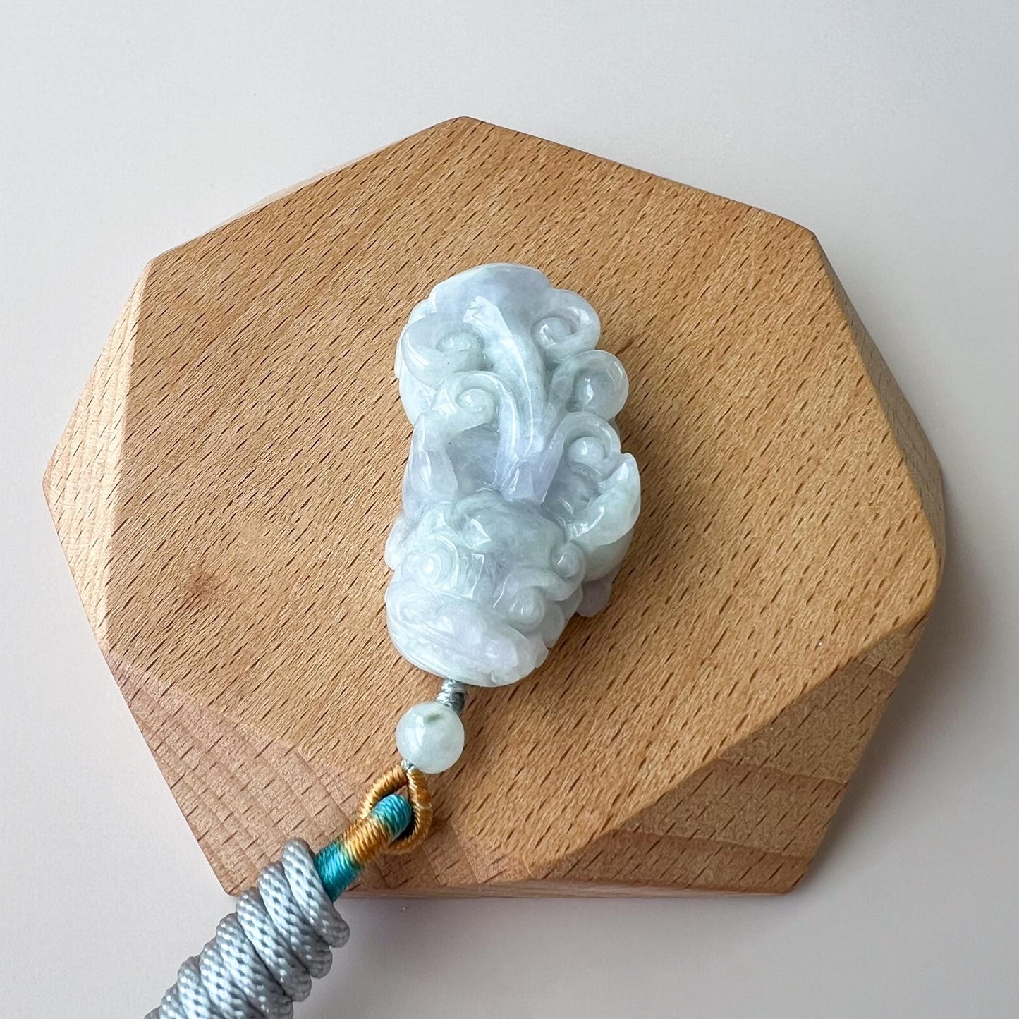 Light Green Purple Jadeite Jade, Dragon Pixiu Pi Xiu, 貔貅, Dragon Chinese Carved Pendant, YJ-0922-0180621