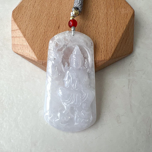 Glacier Grace Guanyin Avalokiteshvara Jade Pendant, Jadeite Jade Pendant, Quan Am, 观音, Icy Jade Guan Yin, YJ-0522-0391947
