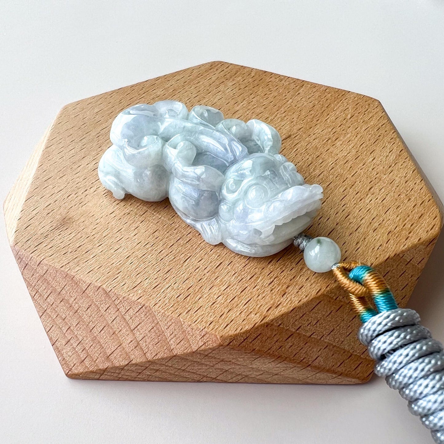 Light Green Purple Jadeite Jade, Dragon Pixiu Pi Xiu, 貔貅, Dragon Chinese Carved Pendant, YJ-0922-0180621