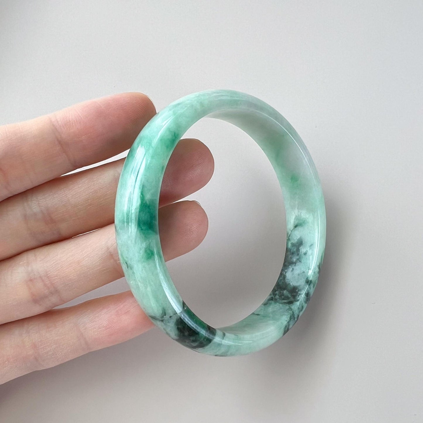 56.9 mm Green Jadeite Jade Bangle, Burmese Grade A Jadeite Jade, YW-0110-1747863316