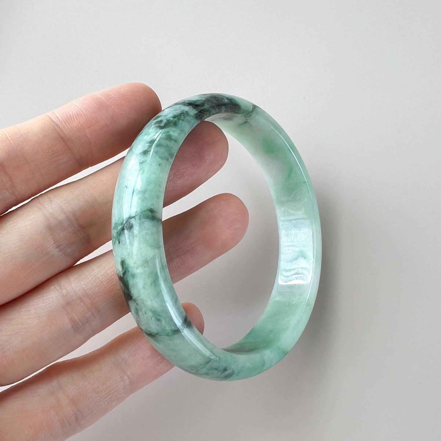 56.9 mm Green Jadeite Jade Bangle, Burmese Grade A Jadeite Jade, YW-0110-1747863316