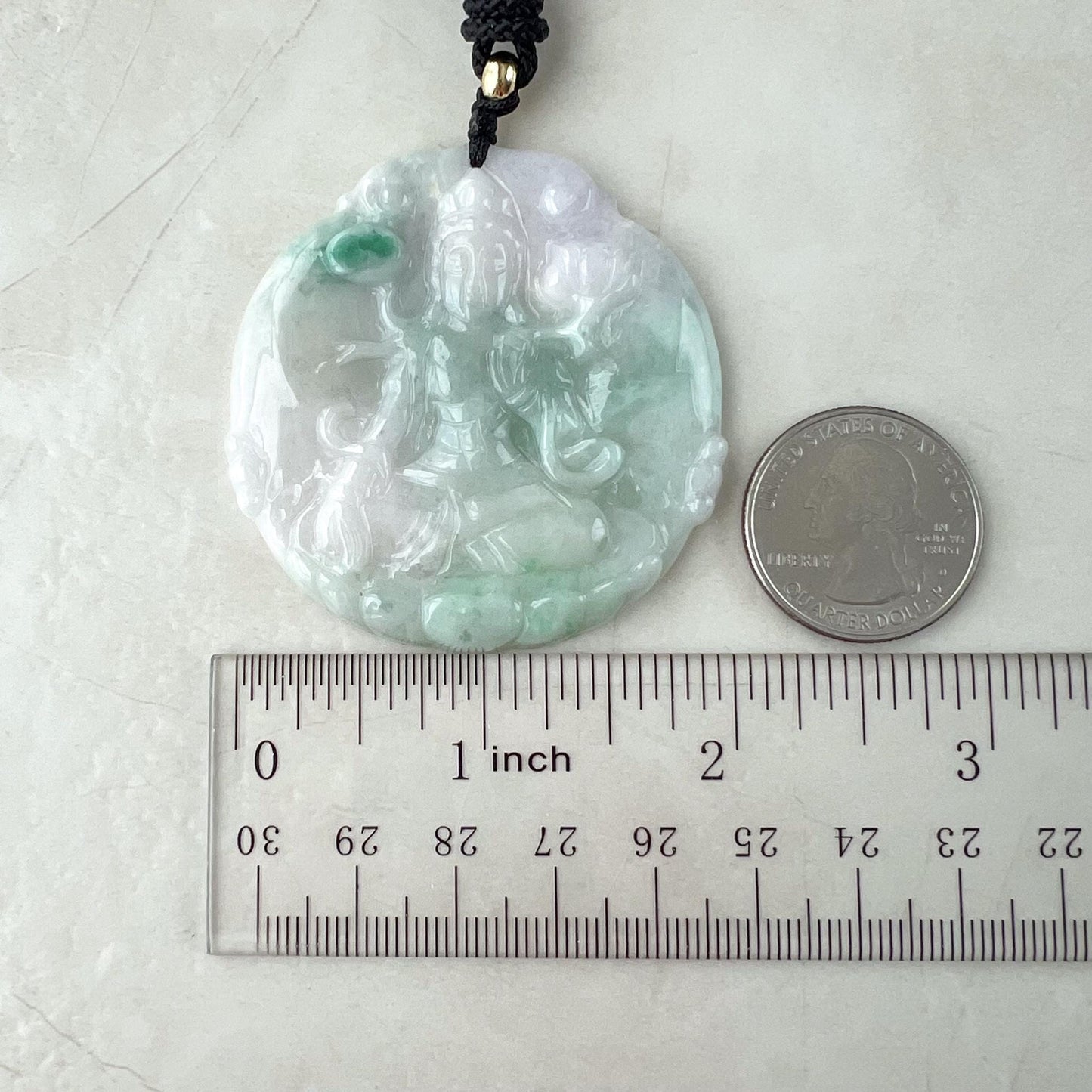 Jadeite Jade Mahasthamaprapta Buddha, Da Shi Zhi , Đại Thế Chí Bồ tát, 大势至, Light Green Jade Pendant Necklace, YJ-0422-0379023
