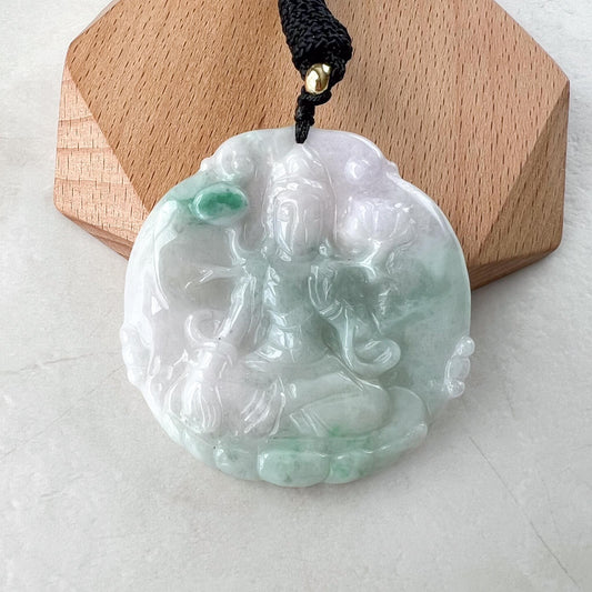 Jadeite Jade Mahasthamaprapta Buddha, Da Shi Zhi , Đại Thế Chí Bồ tát, 大势至, Light Green Jade Pendant Necklace, YJ-0422-0379023