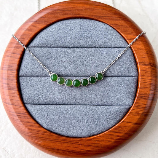 Jade Smile Pendant, Green Nephrite Jade Sterling Silver Pendant Necklace, JSY-1224-10312
