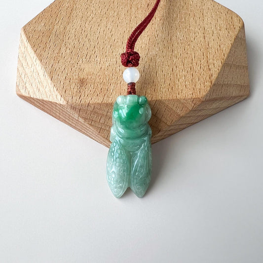 Green Jade Cicada Jadeite Jade, Hand Carved Necklace, CJF-0722-1746486149