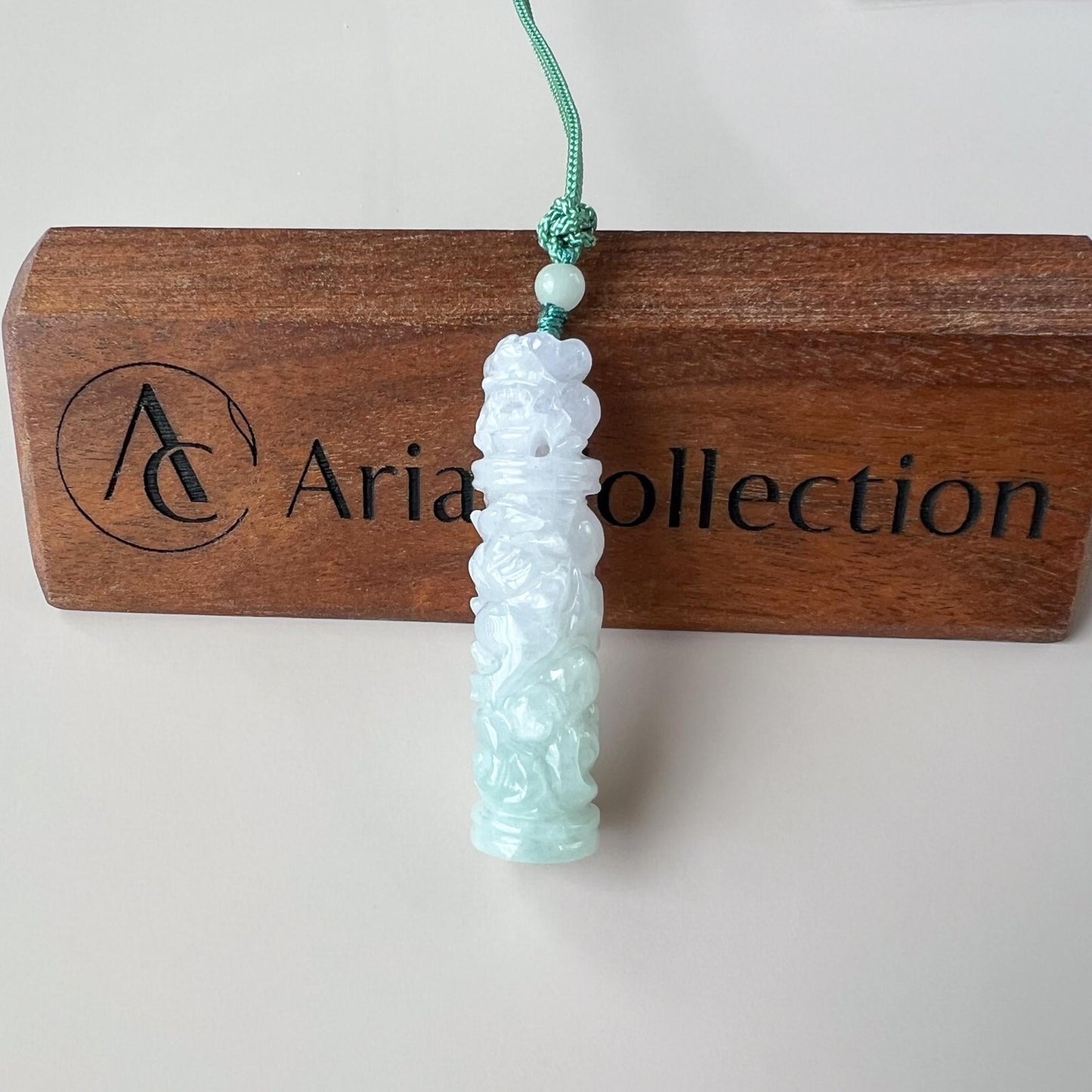 Lavender Purple Green Dragon Pillar Column Jade Pendant, Jadeite Jade Hand Carved Pendant Necklace, YGR-0723-1749928428