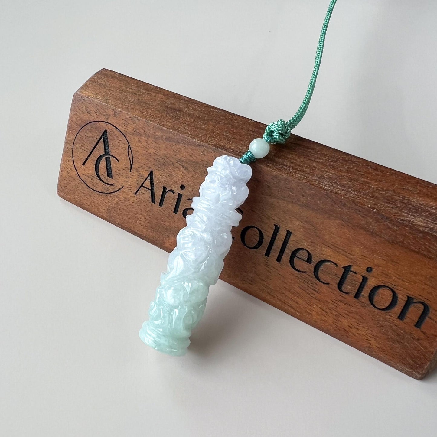 Lavender Purple Green Dragon Pillar Column Jade Pendant, Jadeite Jade Hand Carved Pendant Necklace, YGR-0723-1749928428