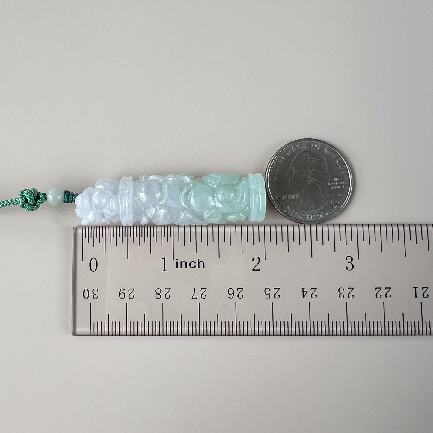 Lavender Purple Green Dragon Pillar Column Jade Pendant, Jadeite Jade Hand Carved Pendant Necklace, YGR-0723-1749928428