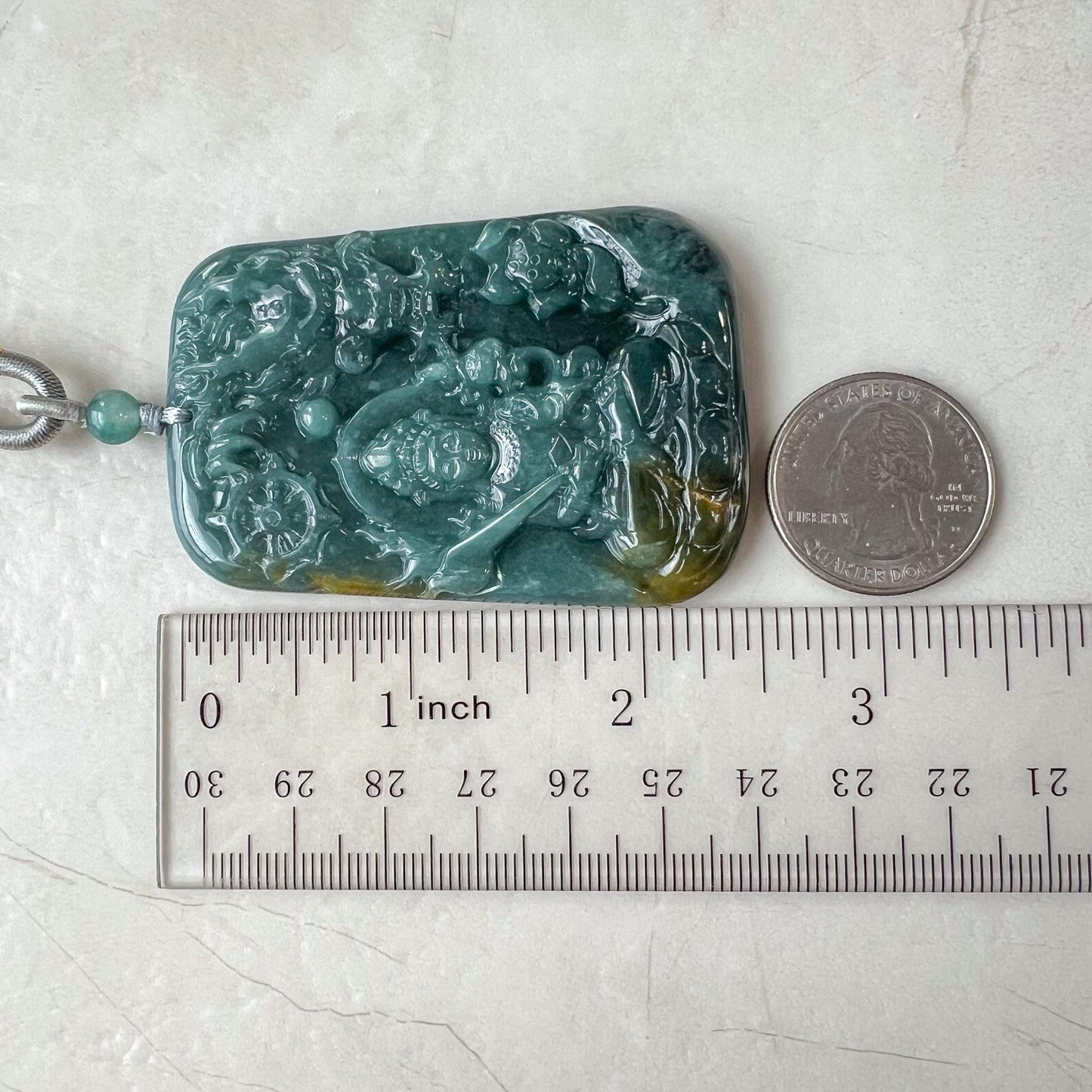 Eternal Buddha and Dragon Jade Pendant, Akasagarbha Buddha, Xu Kong Zang, Hư Không Tạng Bồ Tát, 虚空藏, Jadeite Jade, XZ-0822-0006194