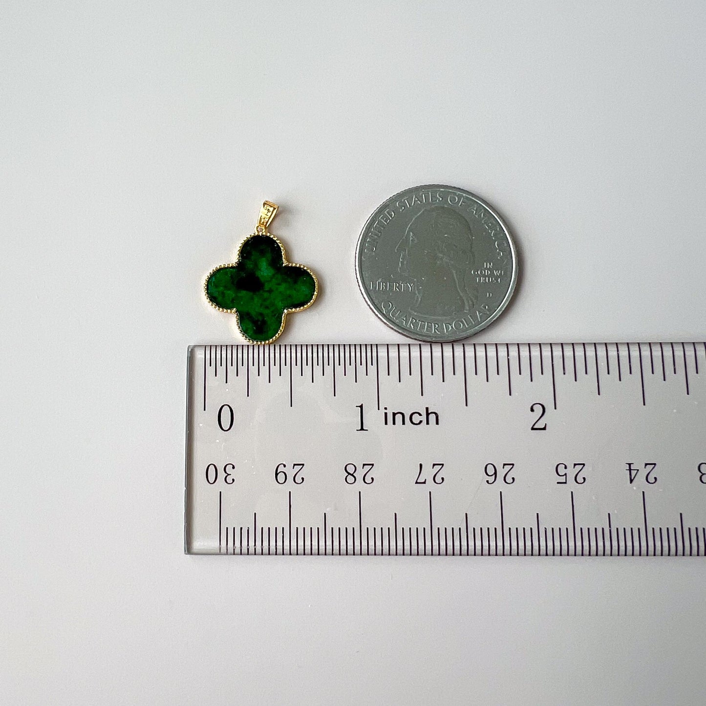 Small Green Four Leaf Clover, Jadeite Jade, 18K Gold Frame, Dainty Minimalist Pendant, Hand Carved Necklace, FSX-0921-1749942590