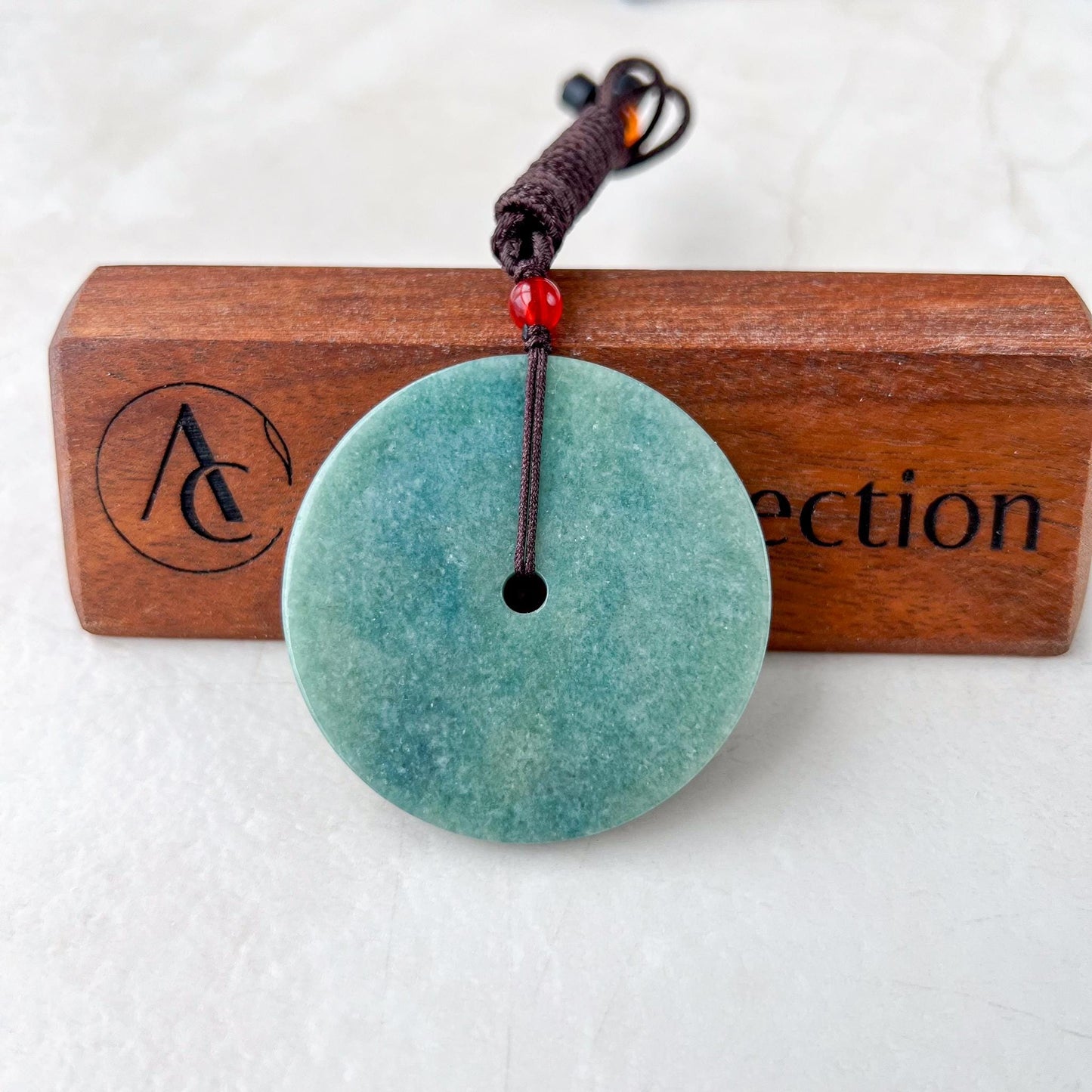 Large Green Blue Peace Donut Pendant, Jadeite Jade, Circle Donut Minimalist Carved Pendant, SHWQ-0722-1750017265