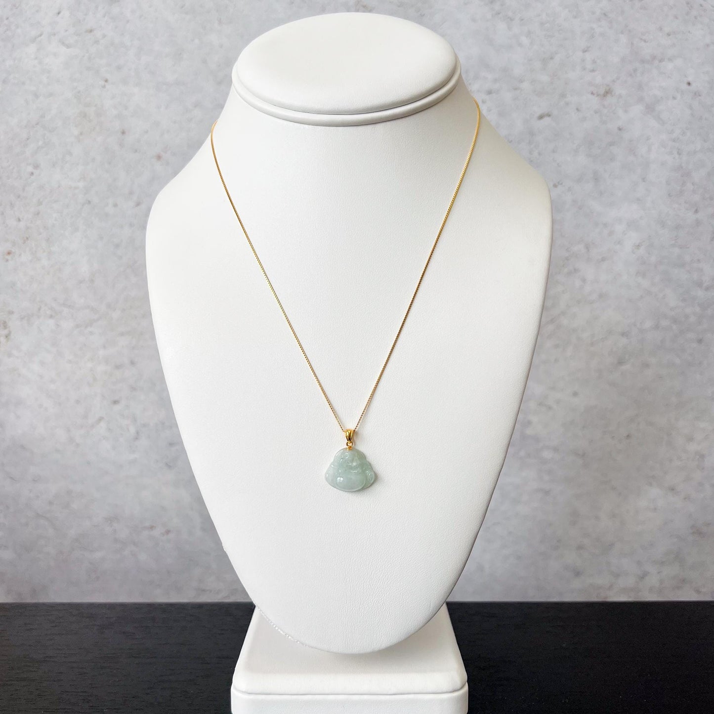 Small Mini Happy Buddha Jade Pendant with 18K Solid Gold, Jadeite Jade Pendant, SHWQ-0124-1750022765