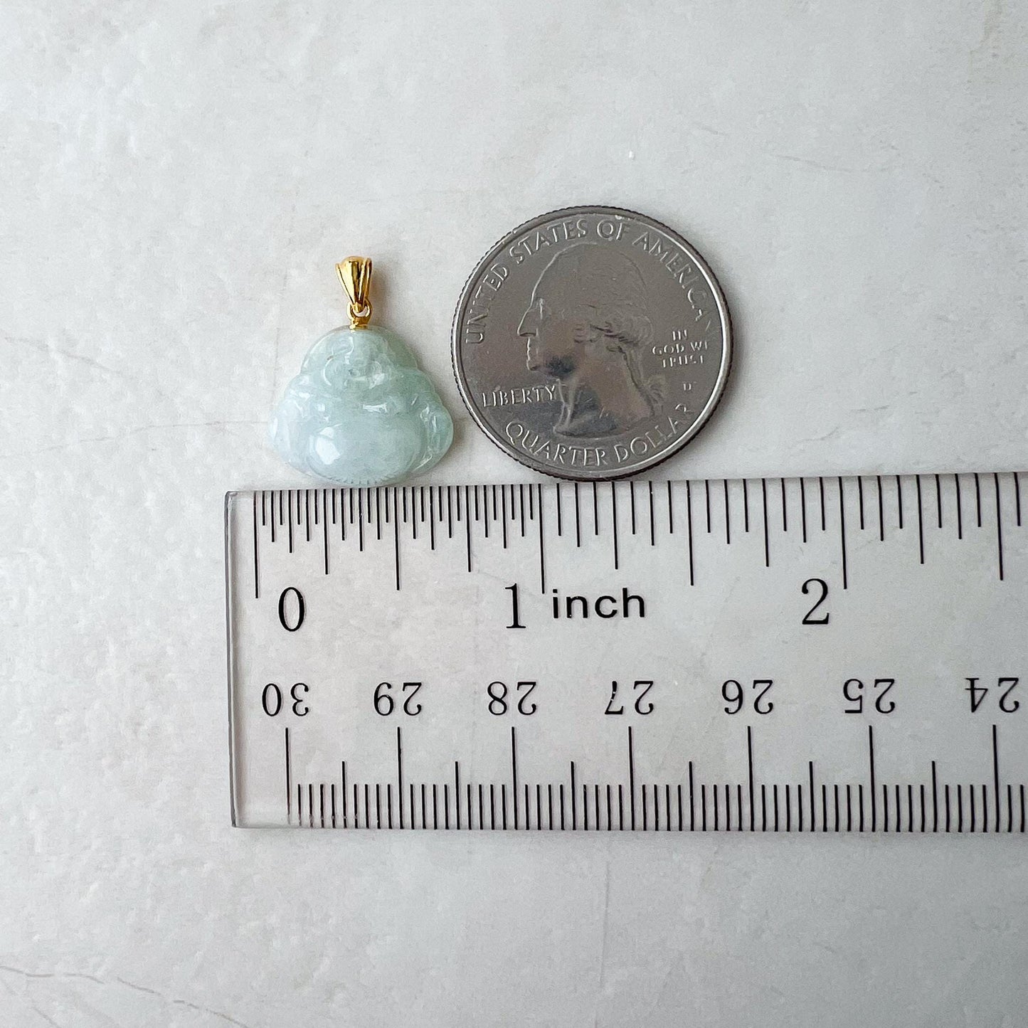 Small Mini Happy Buddha Jade Pendant with 18K Solid Gold, Jadeite Jade Pendant, SHWQ-0124-1750022765
