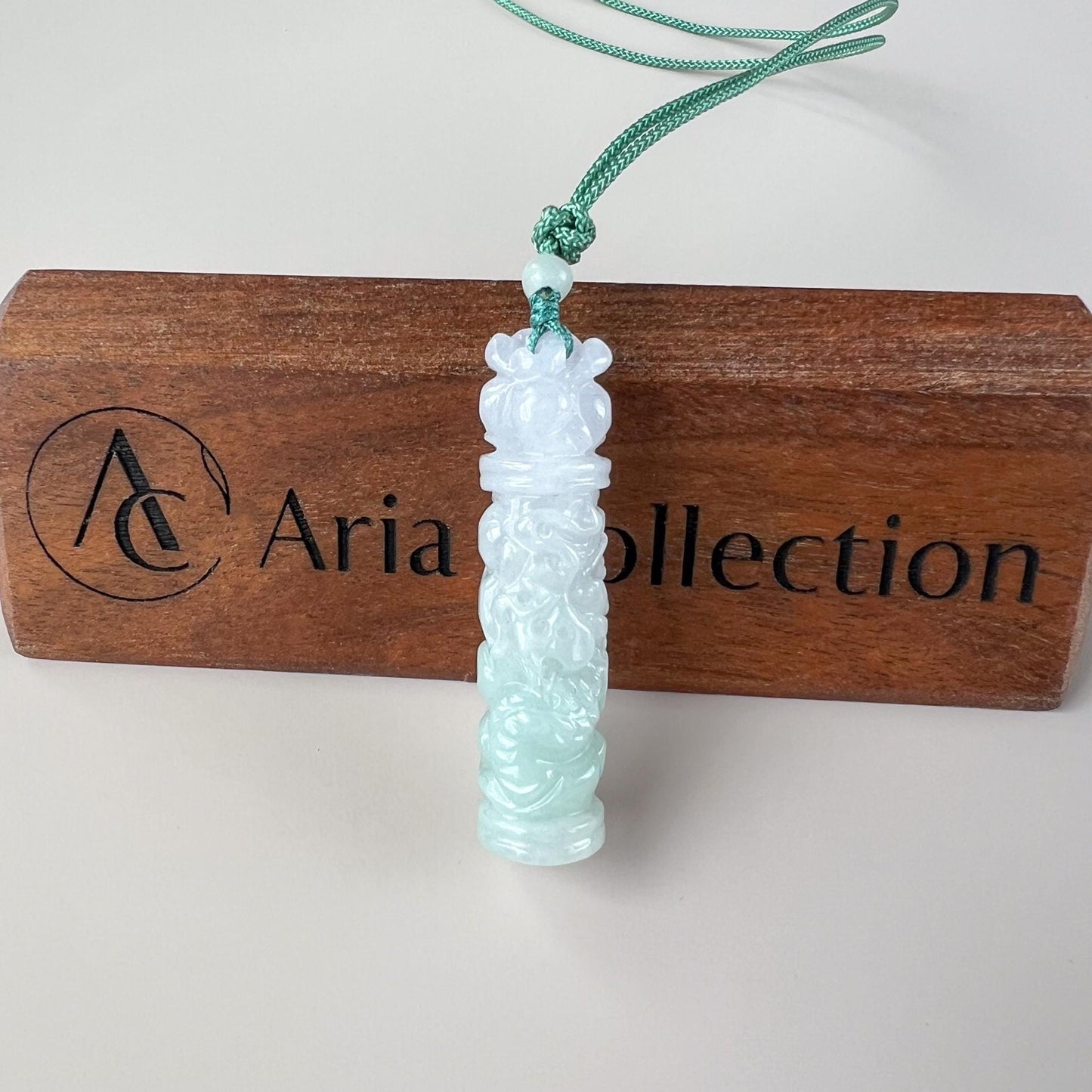 Lavender Purple Green Dragon Pillar Column Jade Pendant, Jadeite Jade Hand Carved Pendant Necklace, YGR-0723-1749928428