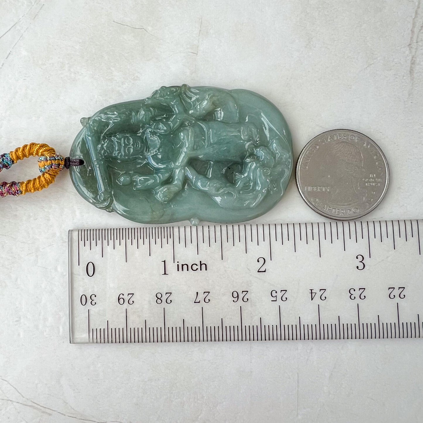 Jadeite Jade Guan Yin Avalokiteshvara Thousand Hands Carved Pendant Necklace, YJ-0422-0448454