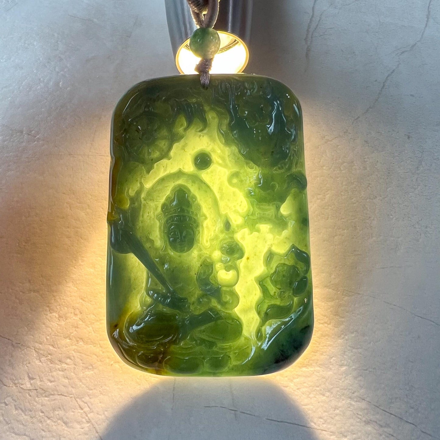 Eternal Buddha and Dragon Jade Pendant, Akasagarbha Buddha, Xu Kong Zang, Hư Không Tạng Bồ Tát, 虚空藏, Jadeite Jade, XZ-0822-0006194
