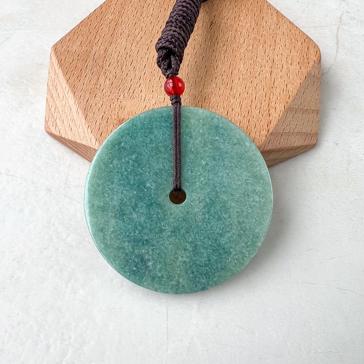 Large Green Blue Peace Donut Pendant, Jadeite Jade, Circle Donut Minimalist Carved Pendant, SHWQ-0722-1750017265