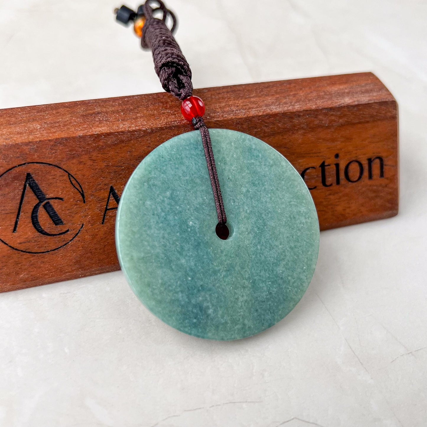 Large Green Blue Peace Donut Pendant, Jadeite Jade, Circle Donut Minimalist Carved Pendant, SHWQ-0722-1750017265