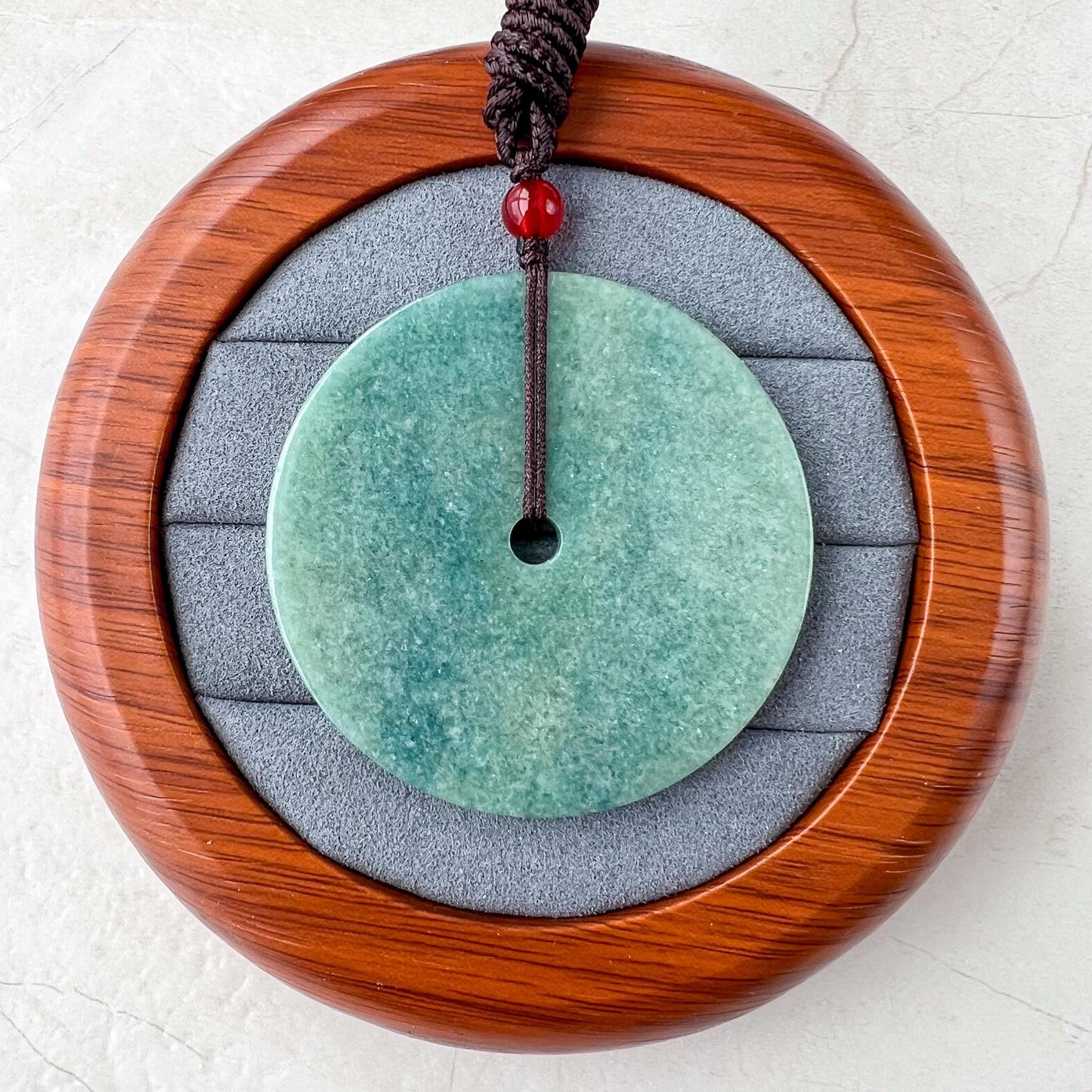 Large Green Blue Peace Donut Pendant, Jadeite Jade, Circle Donut Minimalist Carved Pendant, SHWQ-0722-1750017265