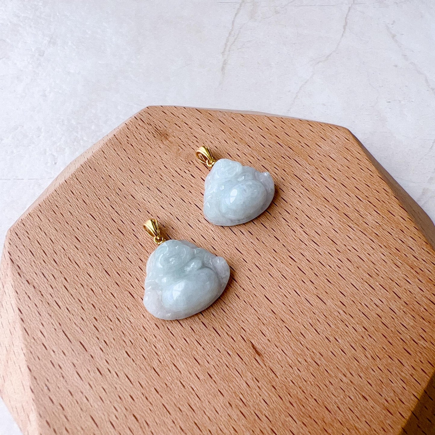 Small Mini Happy Buddha Jade Pendant with 18K Solid Gold, Jadeite Jade Pendant, SHWQ-0124-1750022765