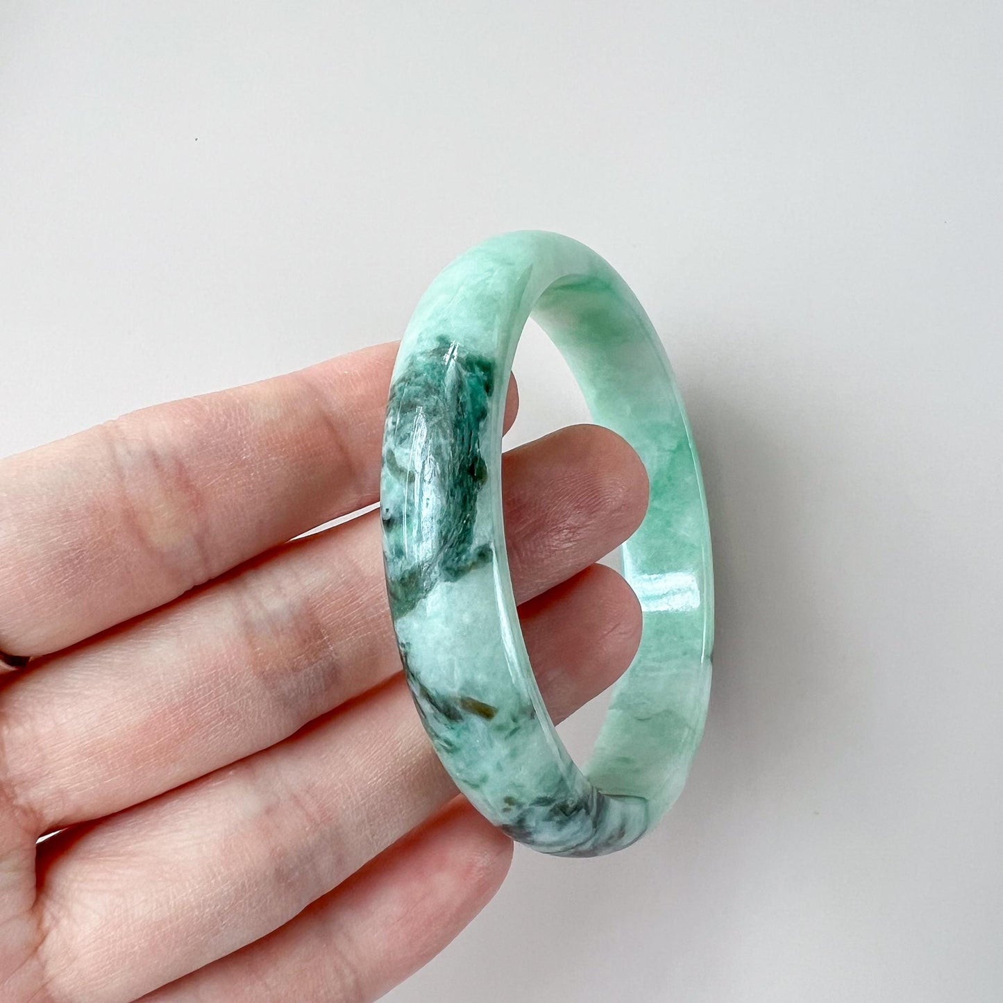 56.9 mm Green Jadeite Jade Bangle, Burmese Grade A Jadeite Jade, YW-0110-1752540021