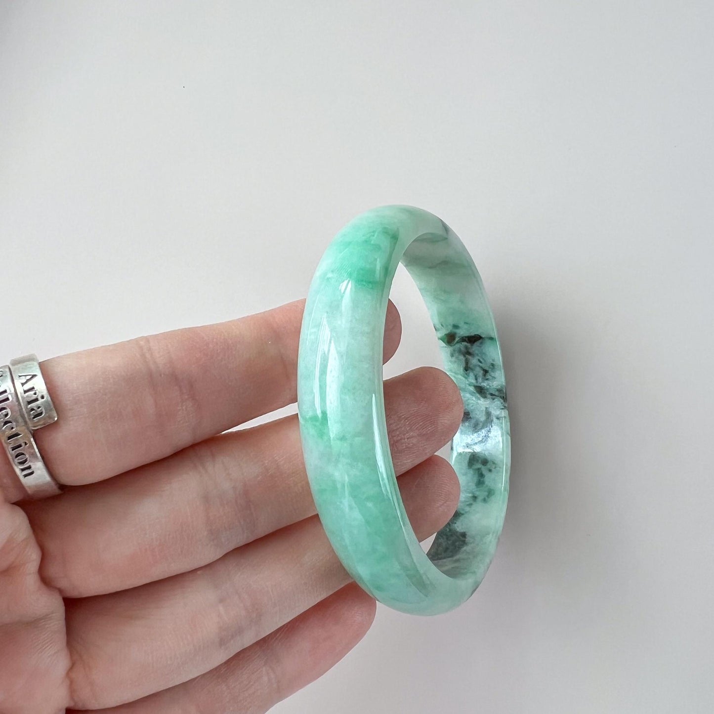 56.9 mm Green Jadeite Jade Bangle, Burmese Grade A Jadeite Jade, YW-0110-1752540021