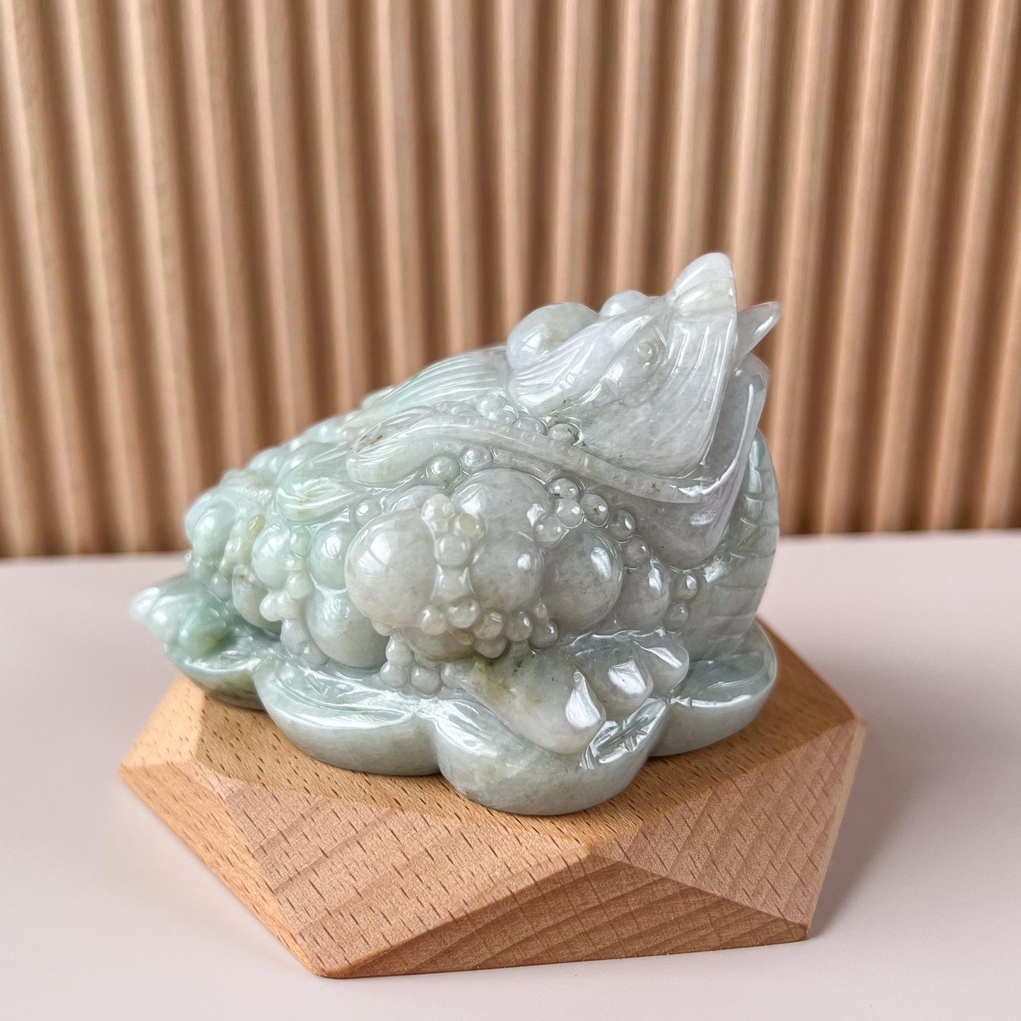 Prosperity Fortune Toad Jade Figurine, Jadeite Jade Green Money Toad, Money Frog, 3 Leg Toad, Lucky Fortune Toad, 金蟾, LZG-1221-1756921553