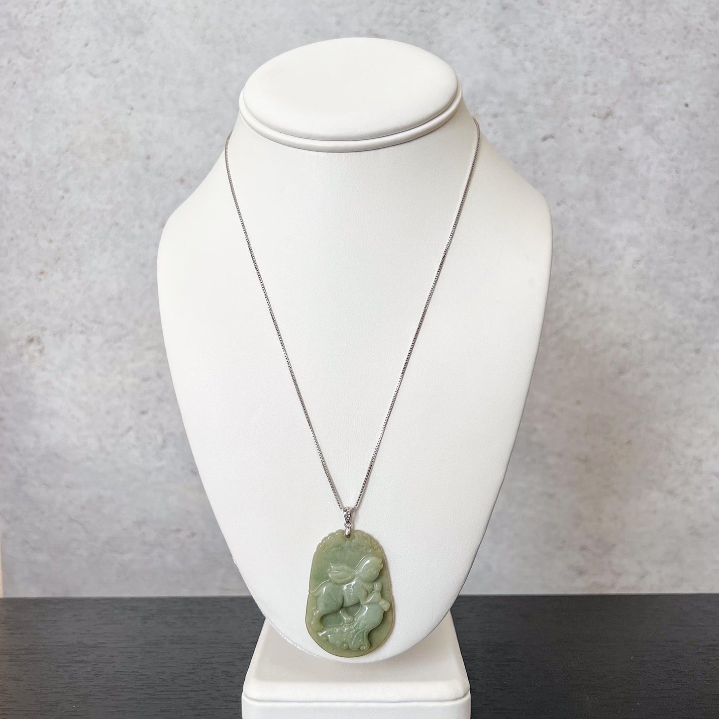Wealth Harvest Rabbit Zodiac Jade Pendant with Sterling Silver Bail, Jadeite Jade Rabbit Pendant, NVN-0424-1757042436