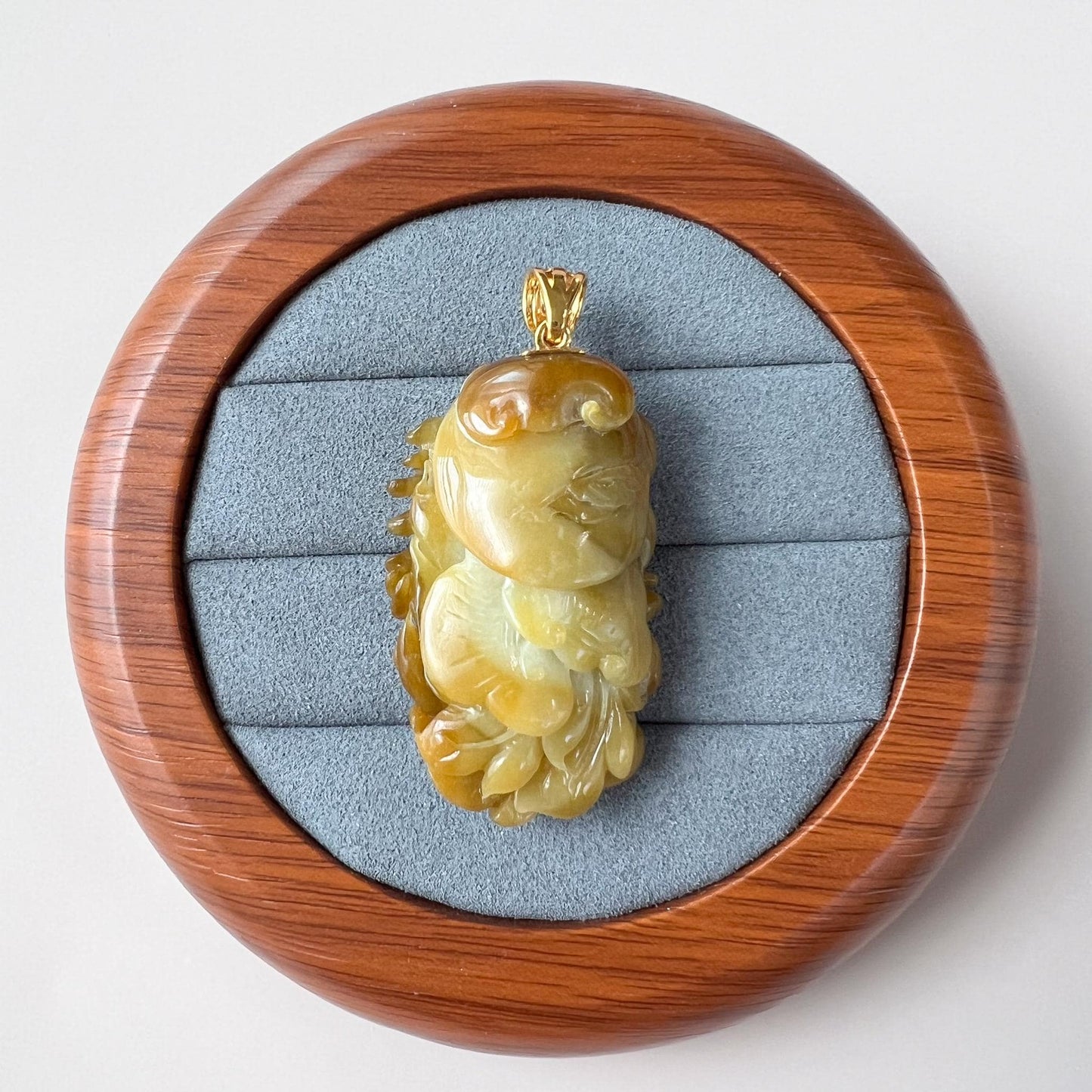 Flames of Renewal Jade Phoenix Pendant with 18K Gold, Red and Yellow Jadeite Jade Pendant, YGR-1224-1757132524