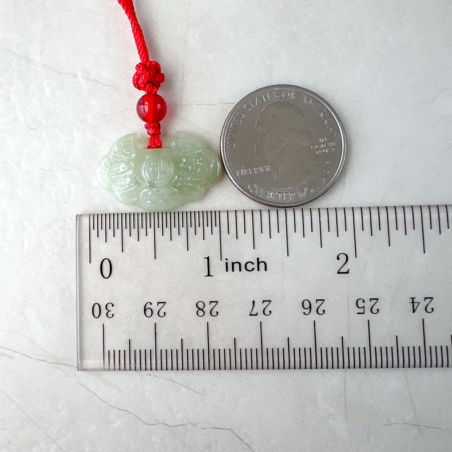 Mini Longevity Lock Pendant, 长命锁, Light Green Jadeite Jade Hand Carved, FSX-0822-185530