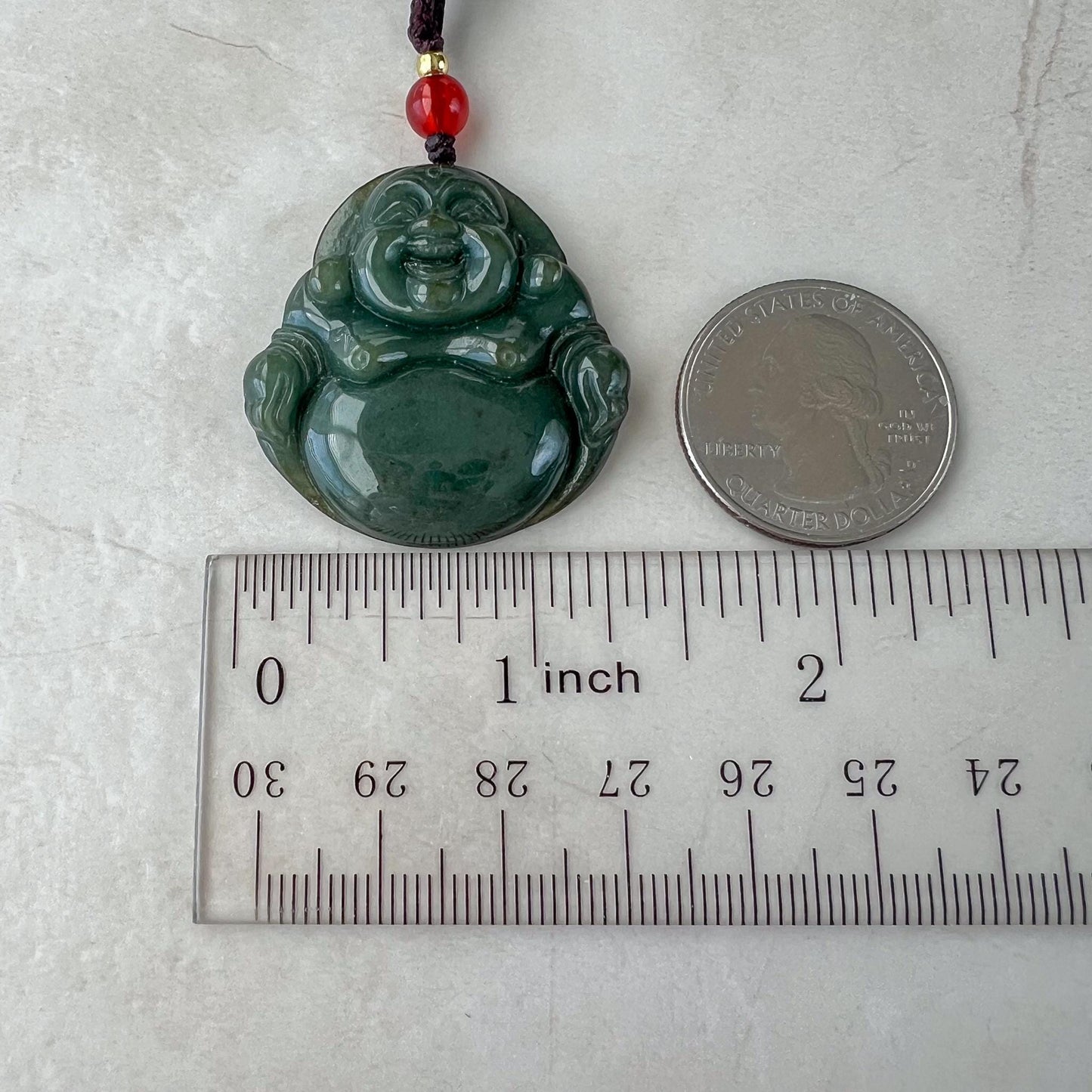 Happy Buddha Jade Pendant, Green Jadeite Jade Pendant, Carved Jadeite Pendant, XY-0622-0002675