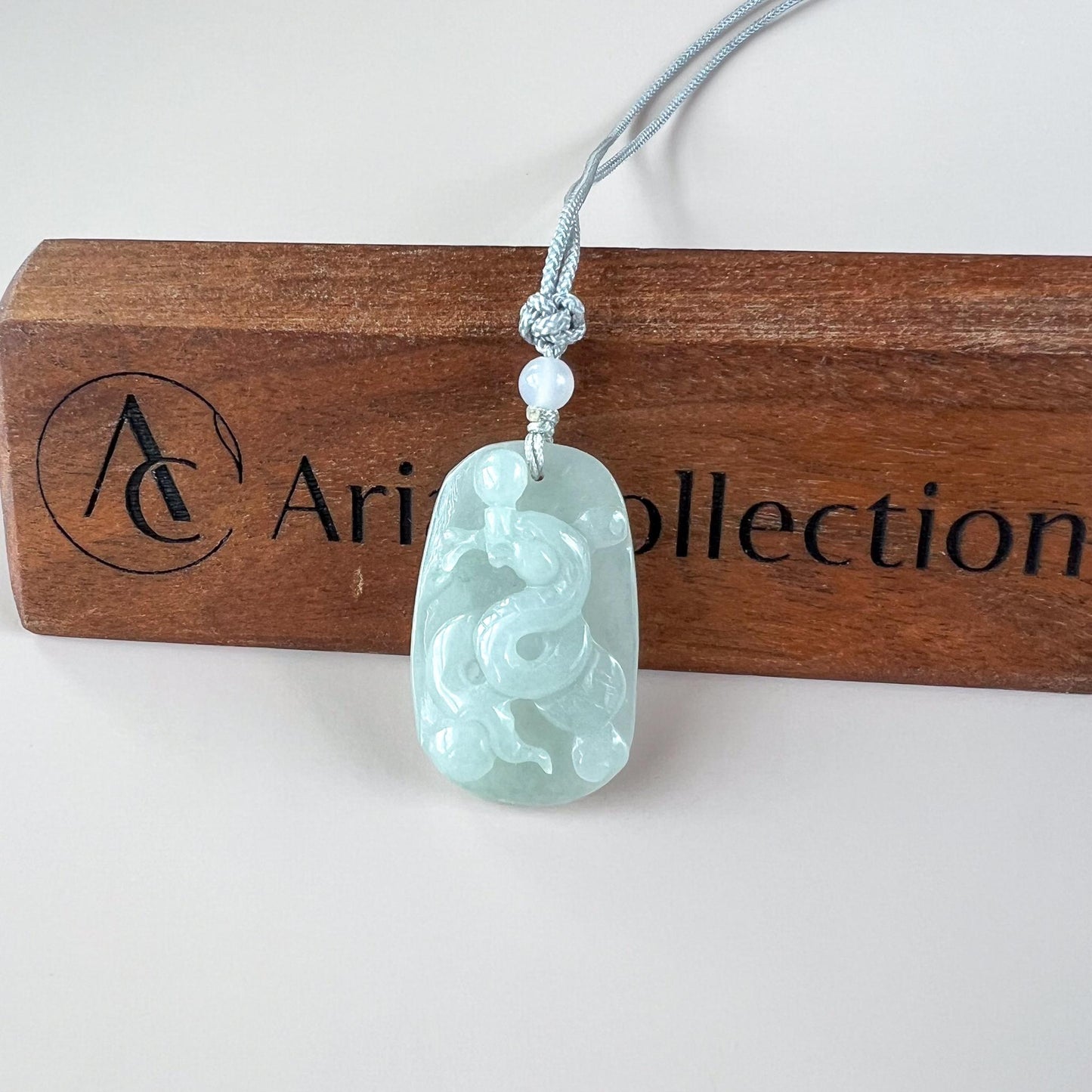 Serpent's Grace Jade Pendant, Jadeite Jade Snake Chinese Zodiac Carved Pendant, HY-0422-1757803511