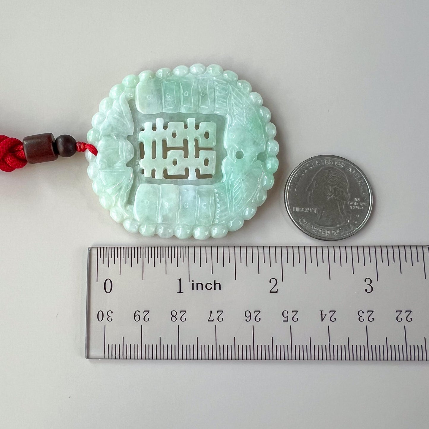 Double Happiness Fortune Jade Pendant, 双喜 Jadeite Jade Wedding Marriage Gift Happiness Carved Necklace, XY-0622-1757881523