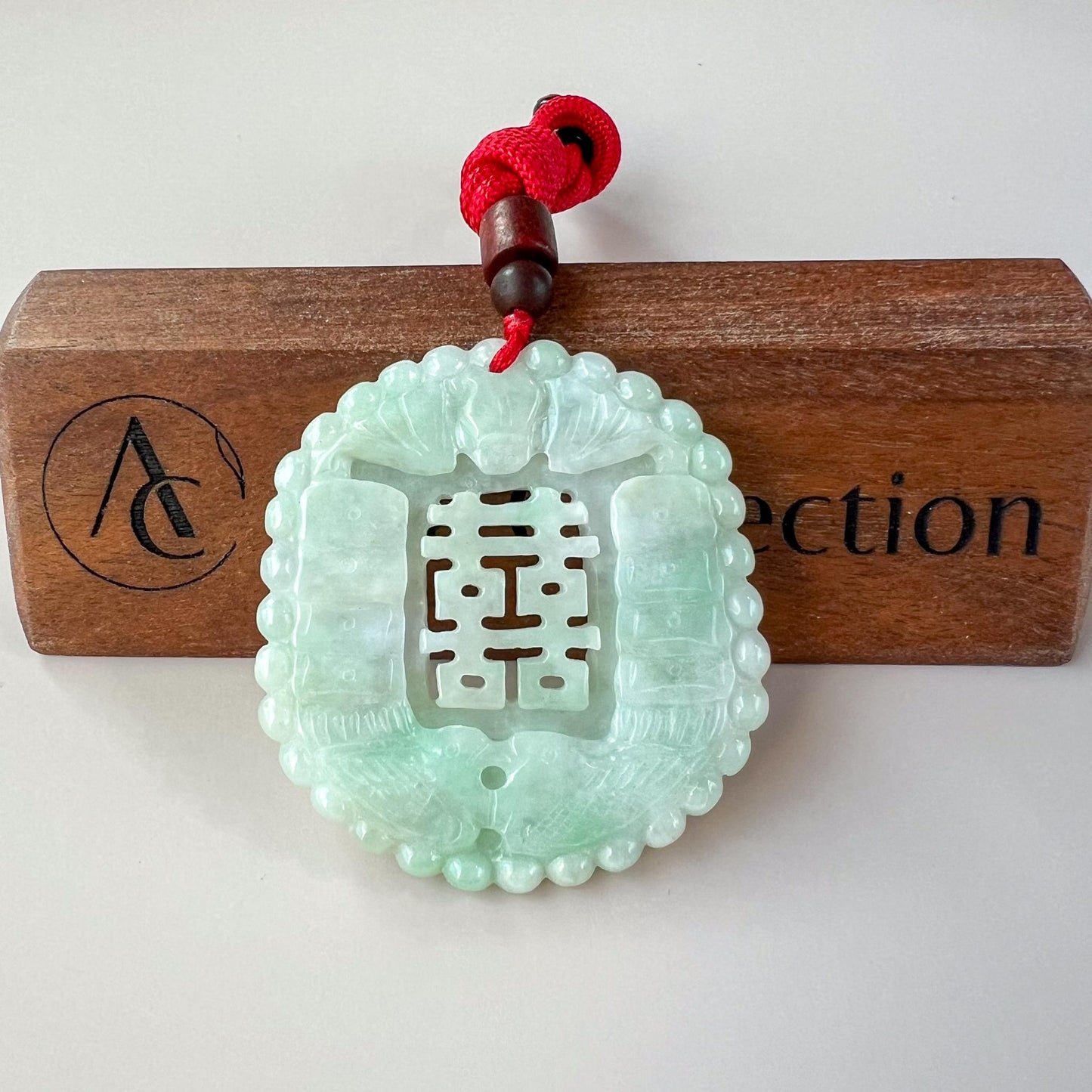 Double Happiness Fortune Jade Pendant, 双喜 Jadeite Jade Wedding Marriage Gift Happiness Carved Necklace, XY-0622-1757881523