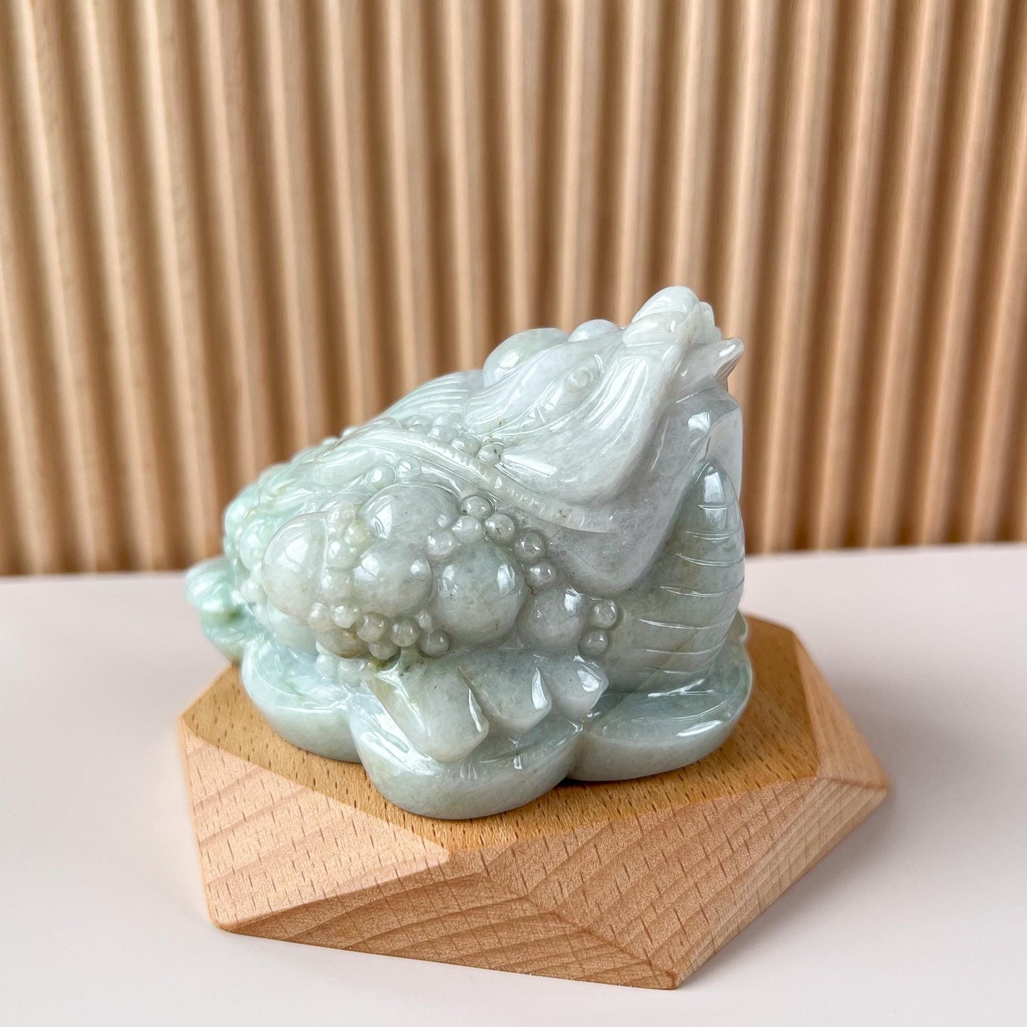 Prosperity Fortune Toad Jade Figurine, Jadeite Jade Green Money Toad, Money Frog, 3 Leg Toad, Lucky Fortune Toad, 金蟾, LZG-1221-1756921553