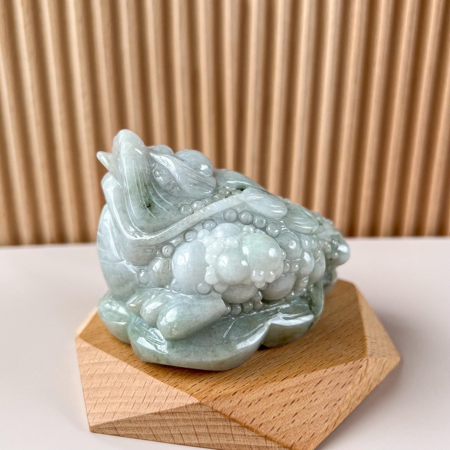 Prosperity Fortune Toad Jade Figurine, Jadeite Jade Green Money Toad, Money Frog, 3 Leg Toad, Lucky Fortune Toad, 金蟾, LZG-1221-1756921553