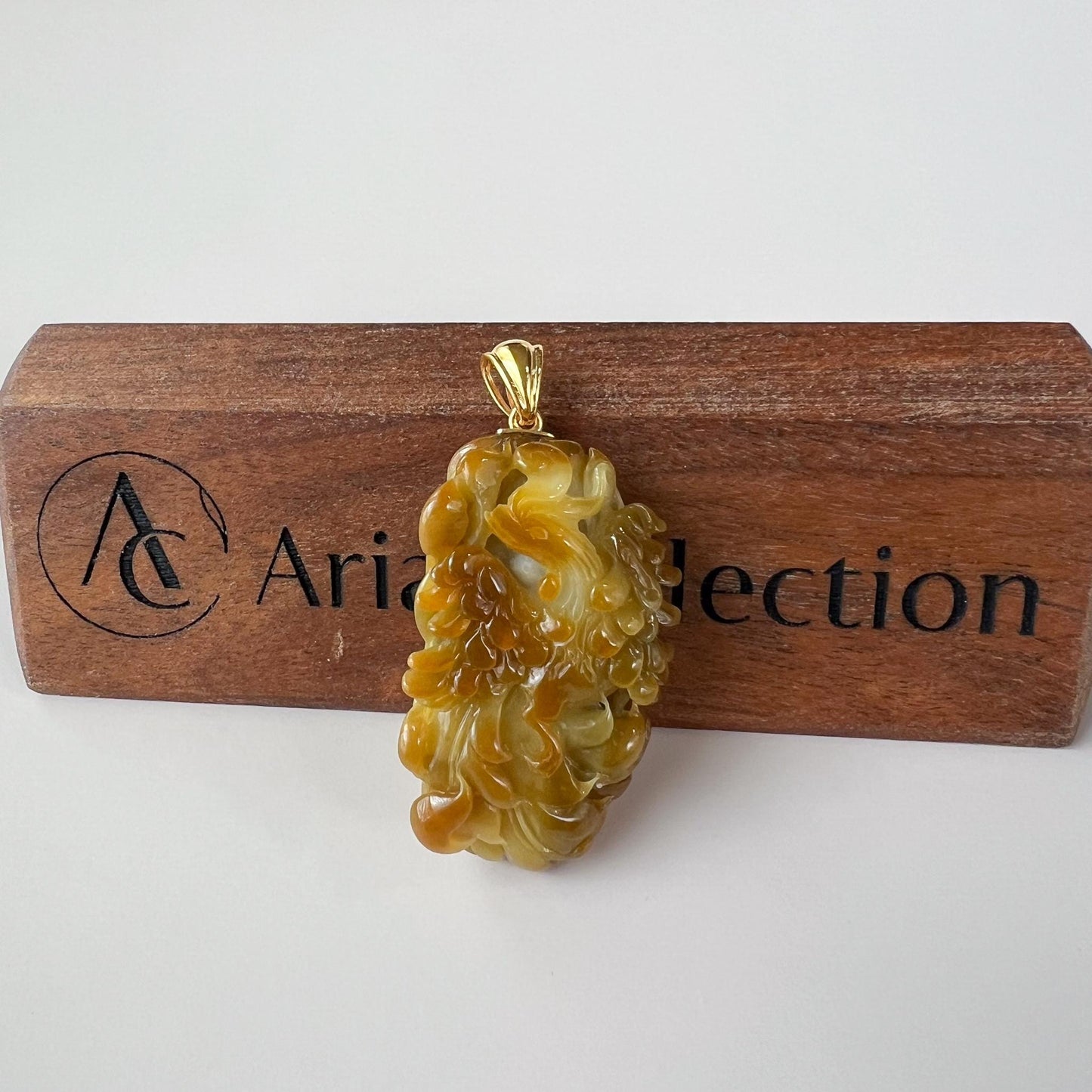 Flames of Renewal Jade Phoenix Pendant with 18K Gold, Red and Yellow Jadeite Jade Pendant, YGR-1224-1757132524